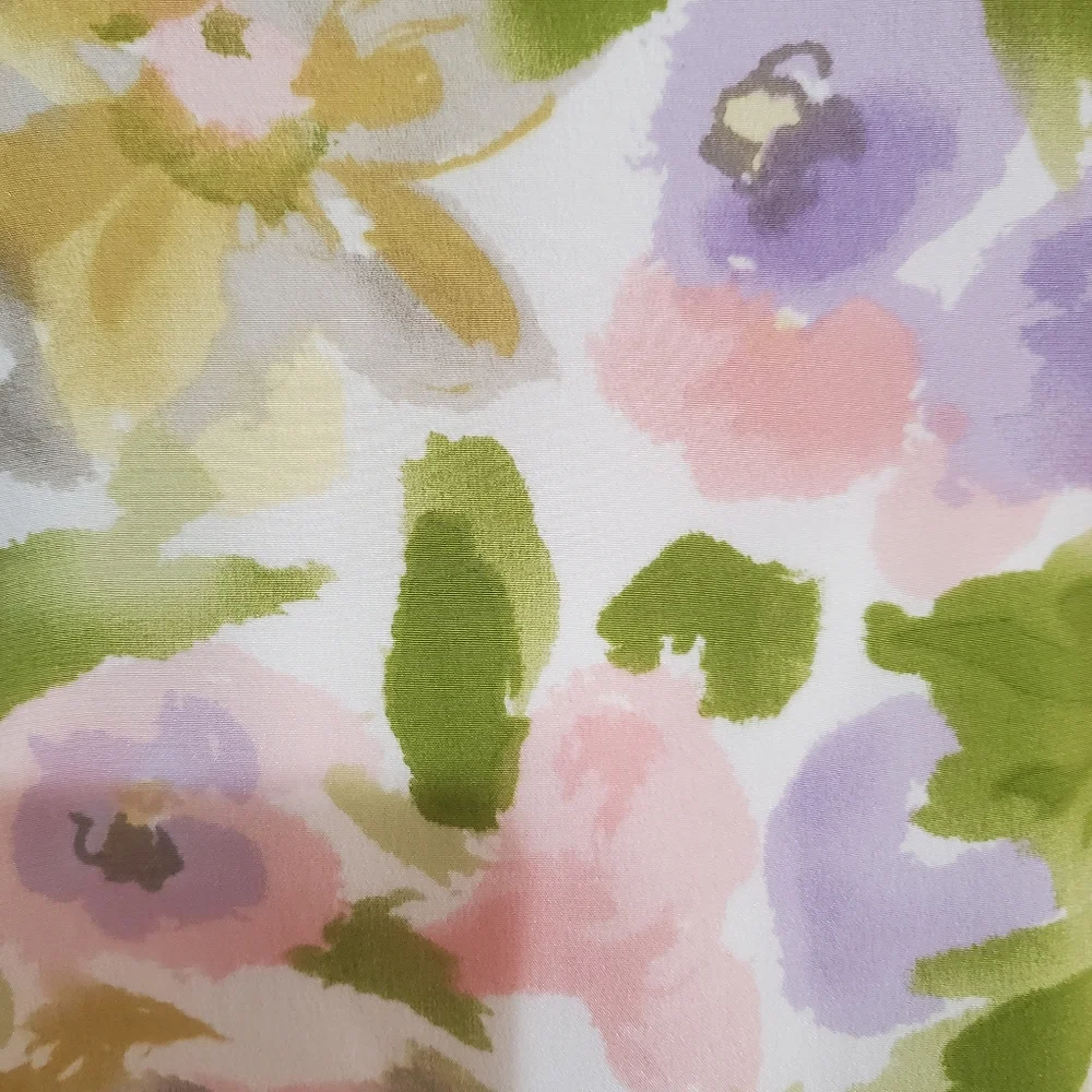 Maggy London Vtg 80s silk pastel floral watercolor square neck sheath dress 6 - Picture 9 of 12